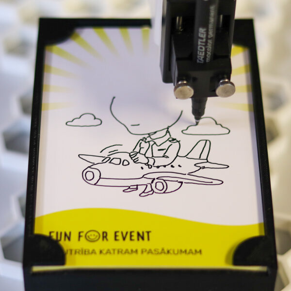 AI robota radīts zīmējums kā alternatīva tradicionālai foto aktivitātei pasākumos